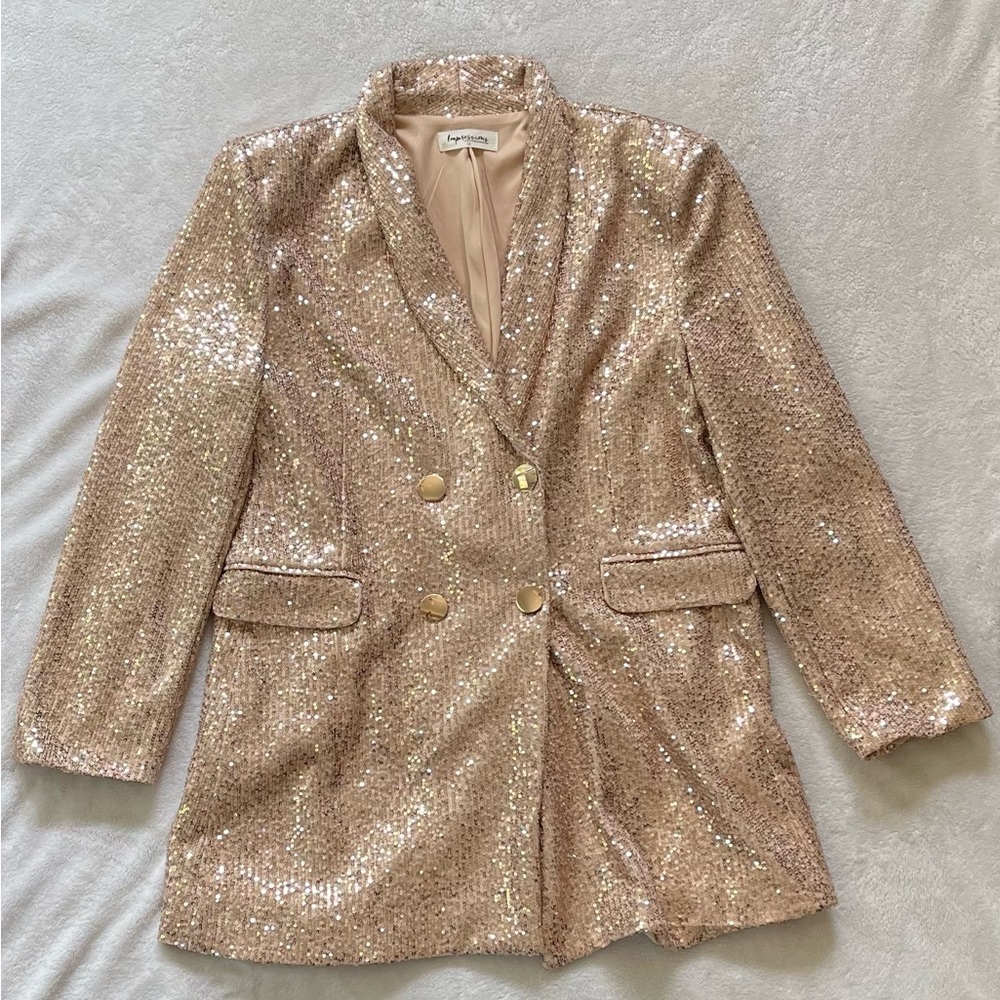 Gold Sequin Blazer Dress